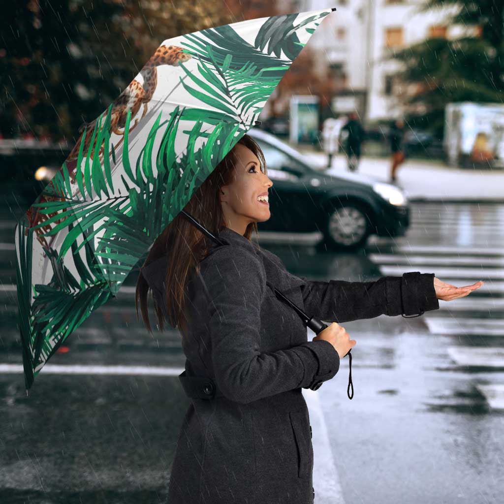 Guyana Flag Umbrella Christmas Santa Jaguar and National Motto Green Yellow - Wonder Print Shop