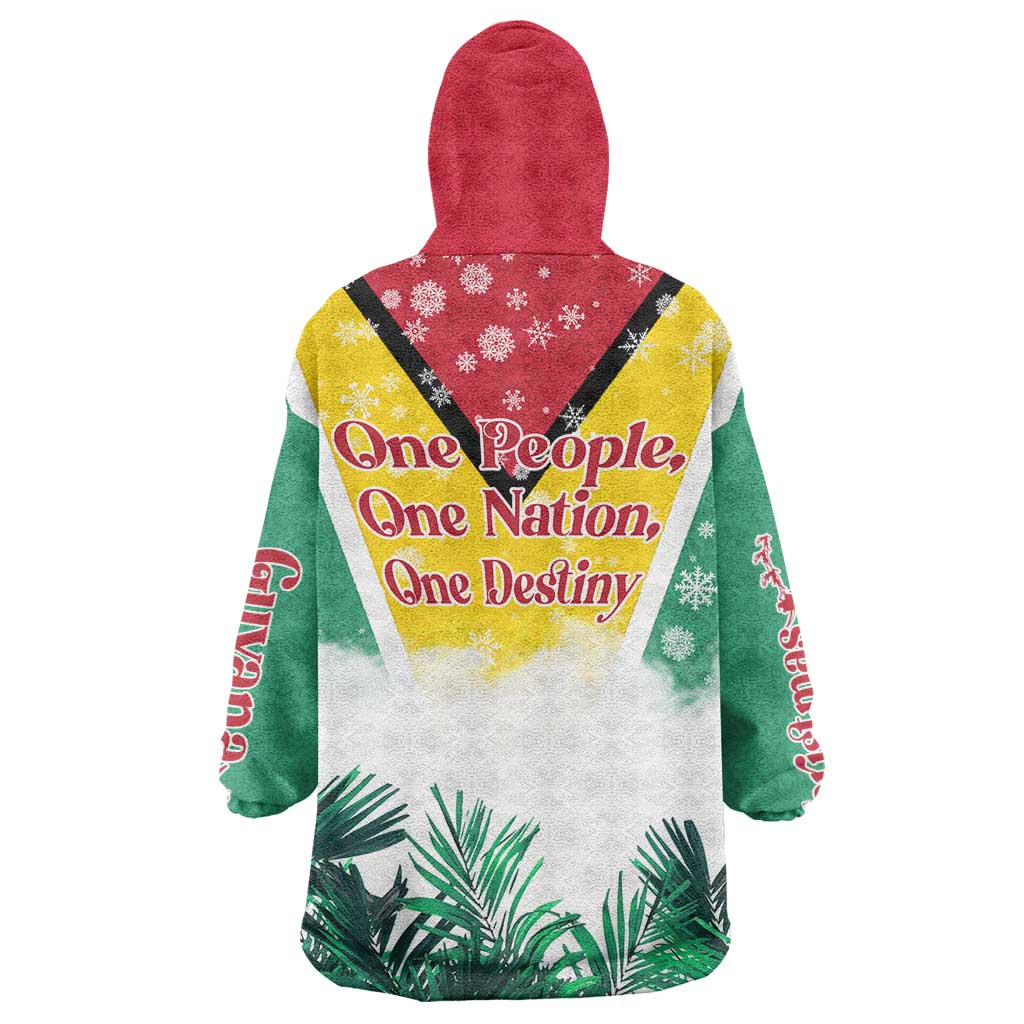Guyana Flag Wearable Blanket Hoodie Christmas Santa Jaguar and National Motto Green Yellow - Wonder Print Shop