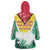 Guyana Flag Wearable Blanket Hoodie Christmas Santa Jaguar and National Motto Green Yellow - Wonder Print Shop
