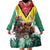 Guyana Flag Wearable Blanket Hoodie Christmas Santa Jaguar and National Motto Green Yellow - Wonder Print Shop