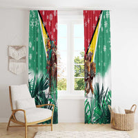 Guyana Flag Window Curtain Christmas Santa Jaguar and National Motto Green Yellow - Wonder Print Shop