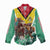 Guyana Flag Women Casual Shirt Christmas Santa Jaguar and National Motto Green Yellow - Wonder Print Shop