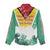 Guyana Flag Women Casual Shirt Christmas Santa Jaguar and National Motto Green Yellow - Wonder Print Shop