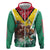 Guyana Flag Zip Hoodie Christmas Santa Jaguar and National Motto Green Yellow - Wonder Print Shop