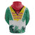 Guyana Flag Zip Hoodie Christmas Santa Jaguar and National Motto Green Yellow - Wonder Print Shop