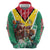 Guyana Flag Zip Hoodie Christmas Santa Jaguar and National Motto Green Yellow - Wonder Print Shop