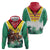 Guyana Flag Zip Hoodie Christmas Santa Jaguar and National Motto Green Yellow - Wonder Print Shop