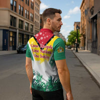 Guyana Flag Zipper Polo Shirt Christmas Santa Jaguar and National Motto Green Yellow - Wonder Print Shop