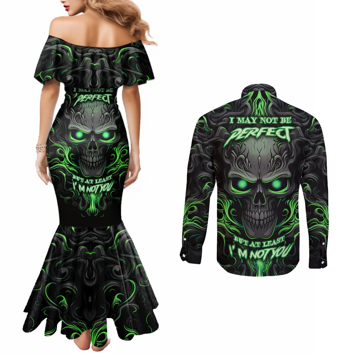 i-may-not-be-perfect-but-at-least-im-not-you-skull-couples-matching-mermaid-dress-and-long-sleeve-button-shirts