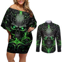I May Not Be Perfect But At Least I'm Not You Skull Couples Matching Off Shoulder Short Dress and Long Sleeve Button Shirts - Wonder Print Shop
