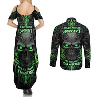 I May Not Be Perfect But At Least I'm Not You Skull Couples Matching Summer Maxi Dress and Long Sleeve Button Shirts - Wonder Print Shop
