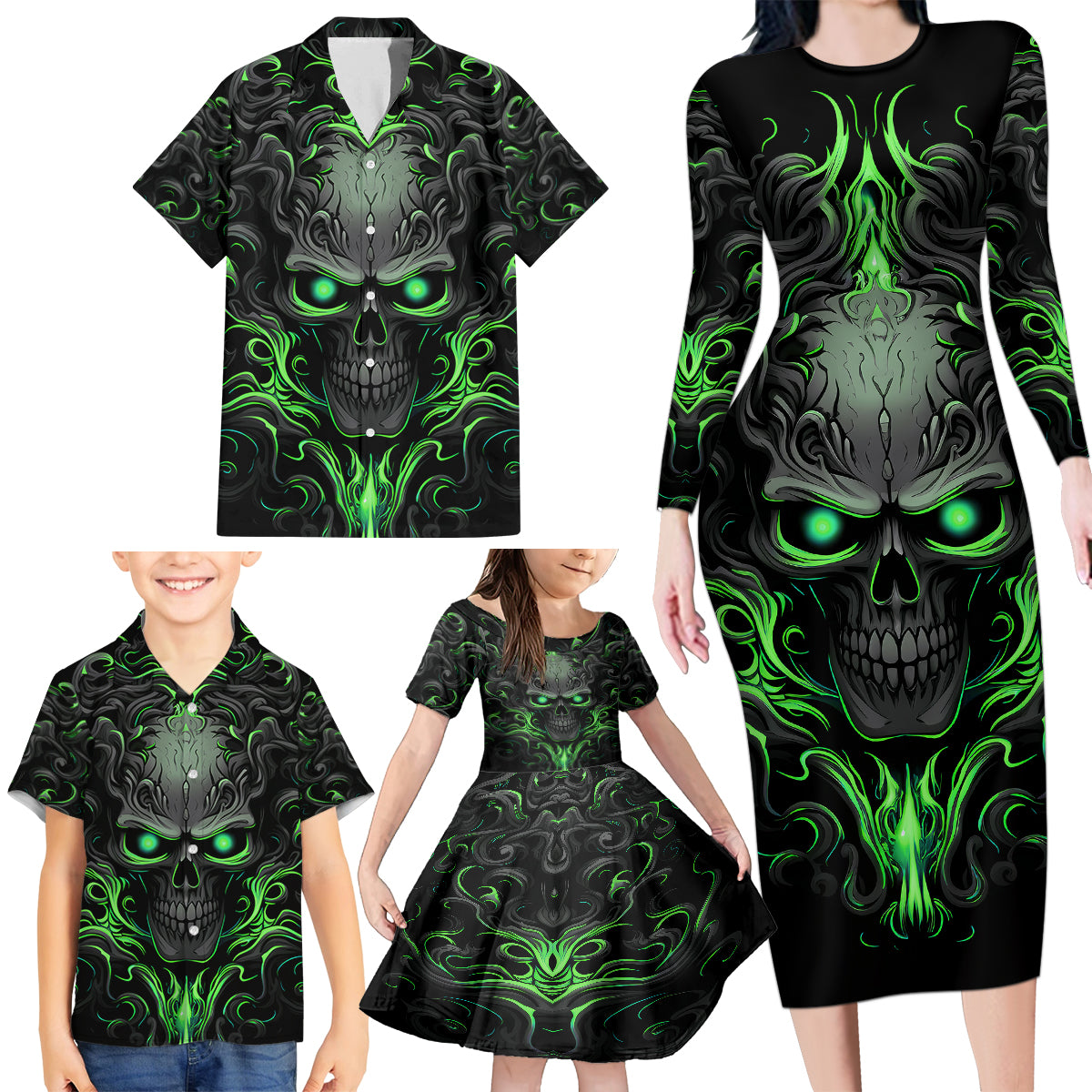 I May Not Be Perfect But At Least I'm Not You Skull Family Matching Long Sleeve Bodycon Dress and Hawaiian Shirt - Wonder Print Shop