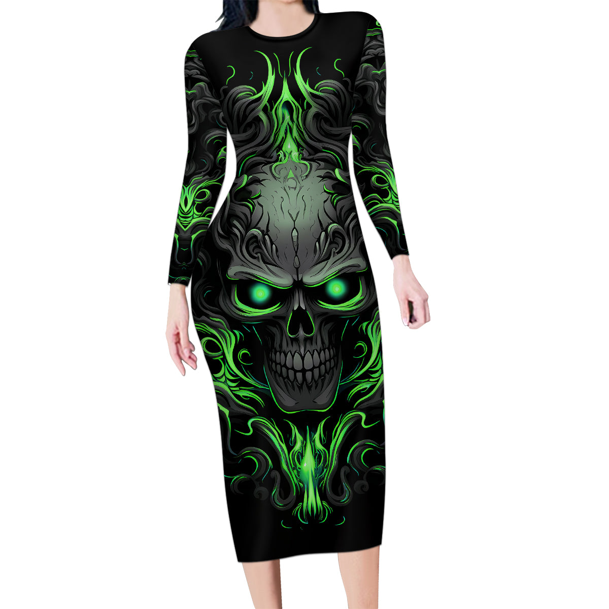I May Not Be Perfect But At Least I'm Not You Skull Family Matching Long Sleeve Bodycon Dress and Hawaiian Shirt - Wonder Print Shop