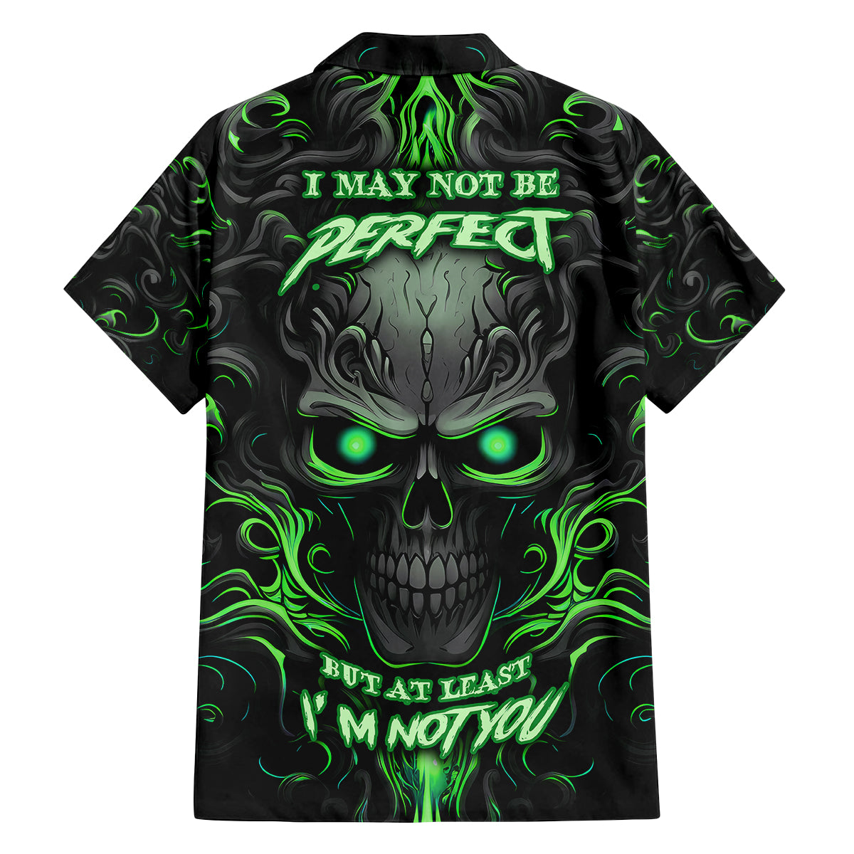 I May Not Be Perfect But At Least I'm Not You Skull Family Matching Off Shoulder Short Dress and Hawaiian Shirt - Wonder Print Shop