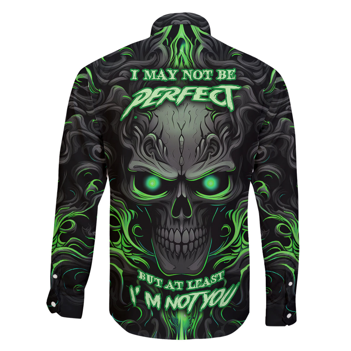 I May Not Be Perfect But At Least I'm Not You Skull Family Matching Off Shoulder Short Dress and Hawaiian Shirt - Wonder Print Shop