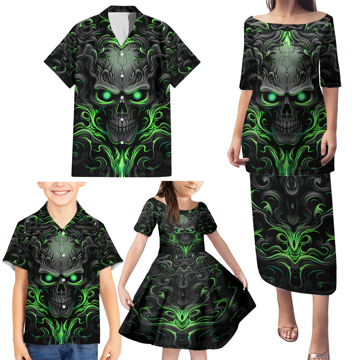 I May Not Be Perfect But At Least I'm Not You Skull Family Matching Puletasi Dress and Hawaiian Shirt - Wonder Print Shop