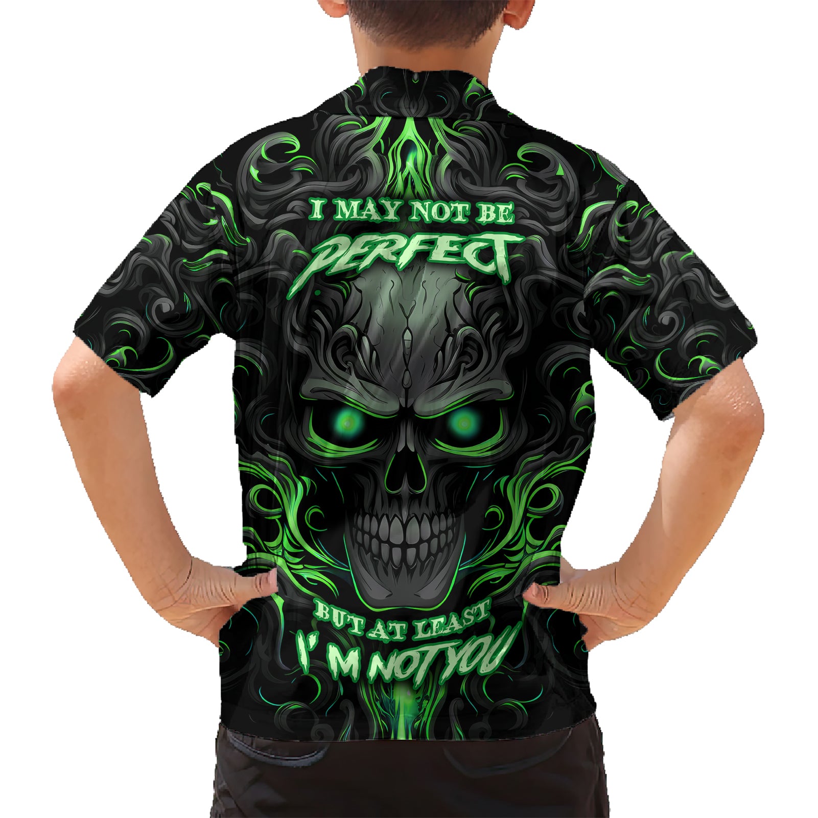 I May Not Be Perfect But At Least I'm Not You Skull Kid Hawaiian Shirt - Wonder Print Shop