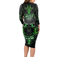 I May Not Be Perfect But At Least I'm Not You Skull Long Sleeve Bodycon Dress - Wonder Print Shop