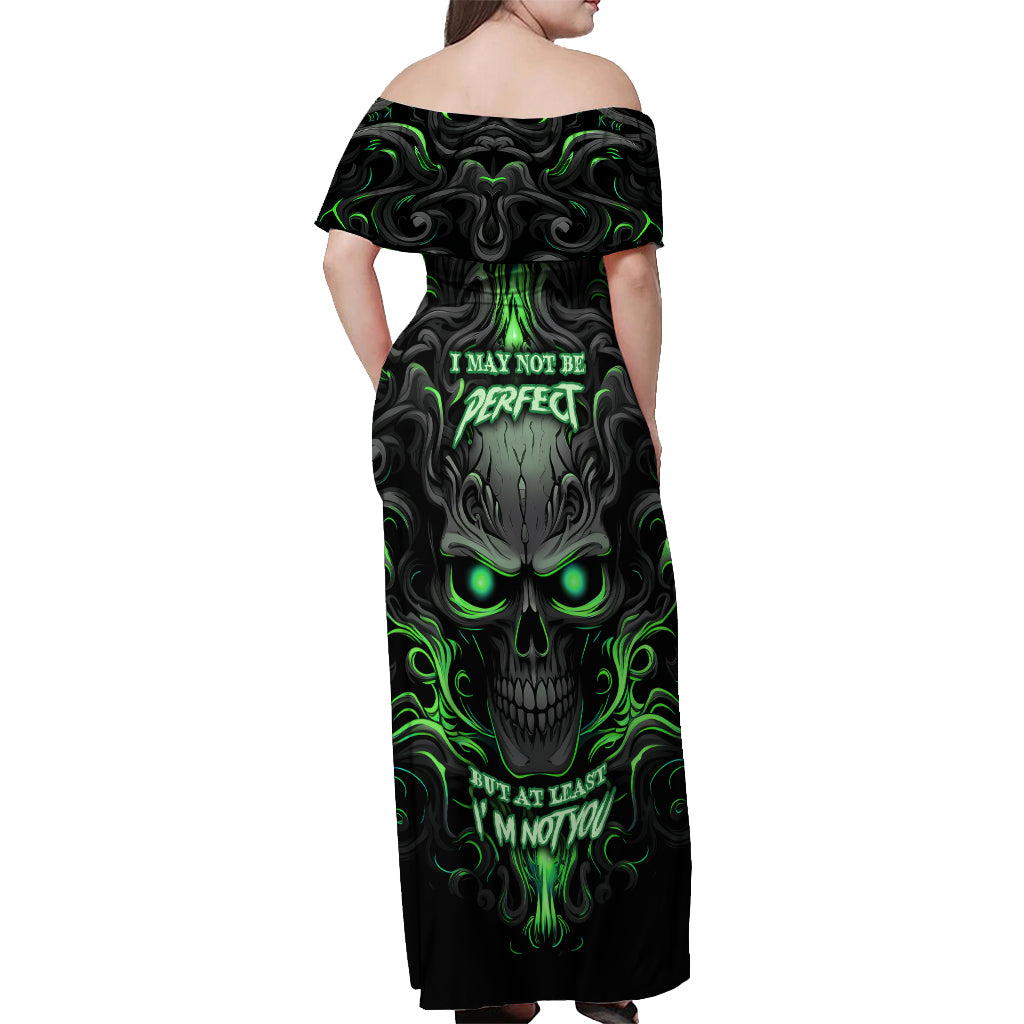 I May Not Be Perfect But At Least I'm Not You Skull Off Shoulder Maxi Dress - Wonder Print Shop