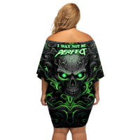 I May Not Be Perfect But At Least I'm Not You Skull Off Shoulder Short Dress - Wonder Print Shop