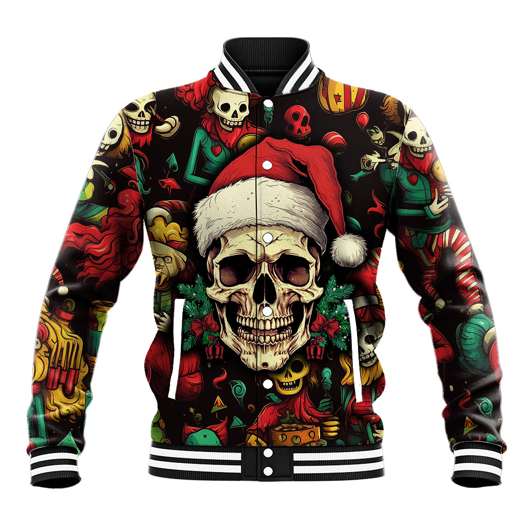 Skull Christmas Baseball Jacket When You're Dead Inside But It's Christmas - Wonder Print Shop