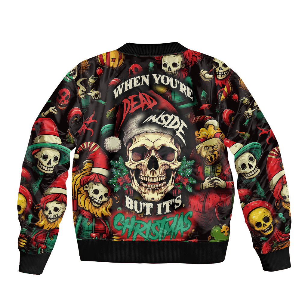 Skull Christmas Bomber Jacket When You're Dead Inside But It's Christmas - Wonder Print Shop