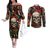 skull-christmas-couples-matching-off-the-shoulder-long-sleeve-dress-and-long-sleeve-button-shirts-when-youre-dead-inside-but-its-christmas