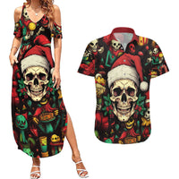 Skull Christmas Couples Matching Summer Maxi Dress and Hawaiian Shirt When You're Dead Inside But It's Christmas - Wonder Print Shop