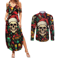 Skull Christmas Couples Matching Summer Maxi Dress and Long Sleeve Button Shirts When You're Dead Inside But It's Christmas - Wonder Print Shop
