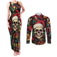 Skull Christmas Couples Matching Tank Maxi Dress and Long Sleeve Button Shirts When You're Dead Inside But It's Christmas - Wonder Print Shop