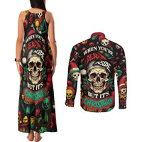 Skull Christmas Couples Matching Tank Maxi Dress and Long Sleeve Button Shirts When You're Dead Inside But It's Christmas - Wonder Print Shop