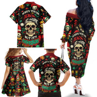 Skull Christmas Family Matching Off Shoulder Long Sleeve Dress and Hawaiian Shirt When You're Dead Inside But It's Christmas - Wonder Print Shop
