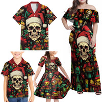 Skull Christmas Family Matching Off Shoulder Maxi Dress and Hawaiian Shirt When You're Dead Inside But It's Christmas - Wonder Print Shop