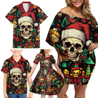 Skull Christmas Family Matching Off Shoulder Short Dress and Hawaiian Shirt When You're Dead Inside But It's Christmas - Wonder Print Shop
