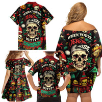 Skull Christmas Family Matching Off Shoulder Short Dress and Hawaiian Shirt When You're Dead Inside But It's Christmas - Wonder Print Shop