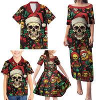 Skull Christmas Family Matching Puletasi Dress and Hawaiian Shirt When You're Dead Inside But It's Christmas - Wonder Print Shop