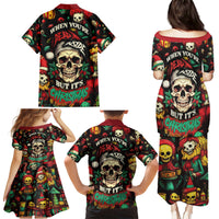 Skull Christmas Family Matching Puletasi Dress and Hawaiian Shirt When You're Dead Inside But It's Christmas - Wonder Print Shop