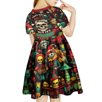 Skull Christmas Kid Short Sleeve Dress When You're Dead Inside But It's Christmas - Wonder Print Shop