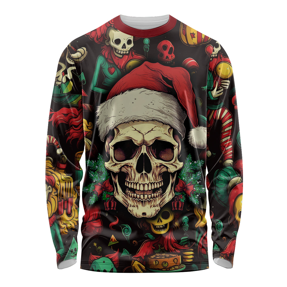 Skull Christmas Long Sleeve Shirt When You're Dead Inside But It's Christmas - Wonder Print Shop