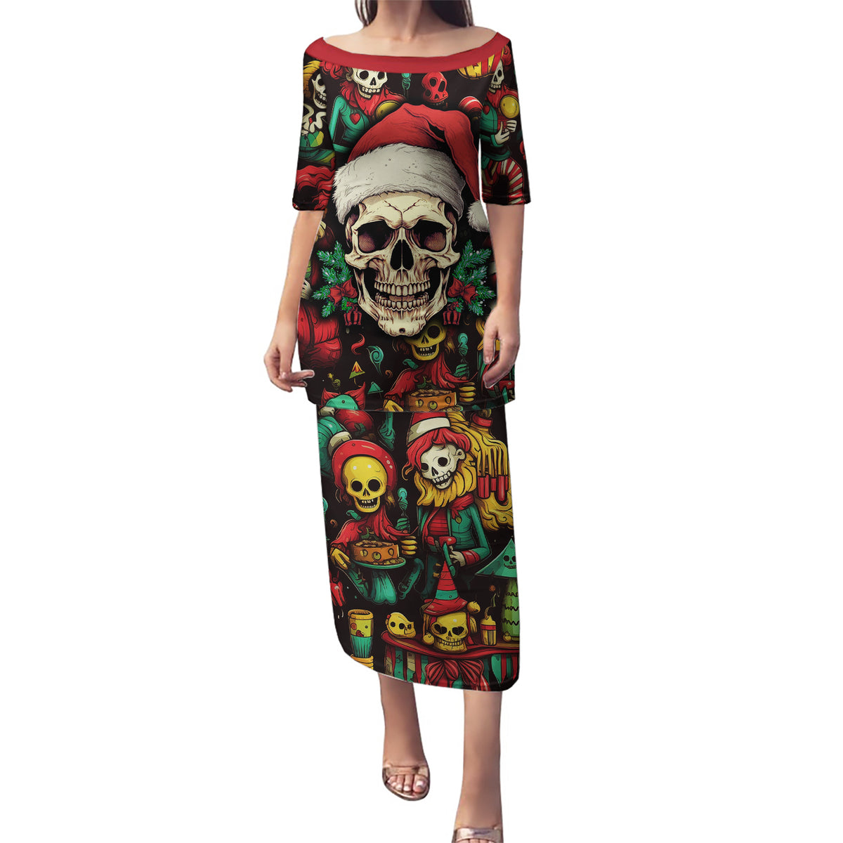 Skull Christmas Puletasi When You're Dead Inside But It's Christmas - Wonder Print Shop