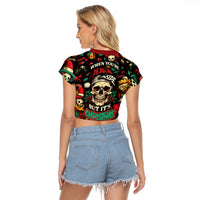 Skull Christmas Raglan Cropped T Shirt When You're Dead Inside But It's Christmas - Wonder Print Shop