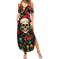 Skull Christmas Summer Maxi Dress When You're Dead Inside But It's Christmas - Wonder Print Shop