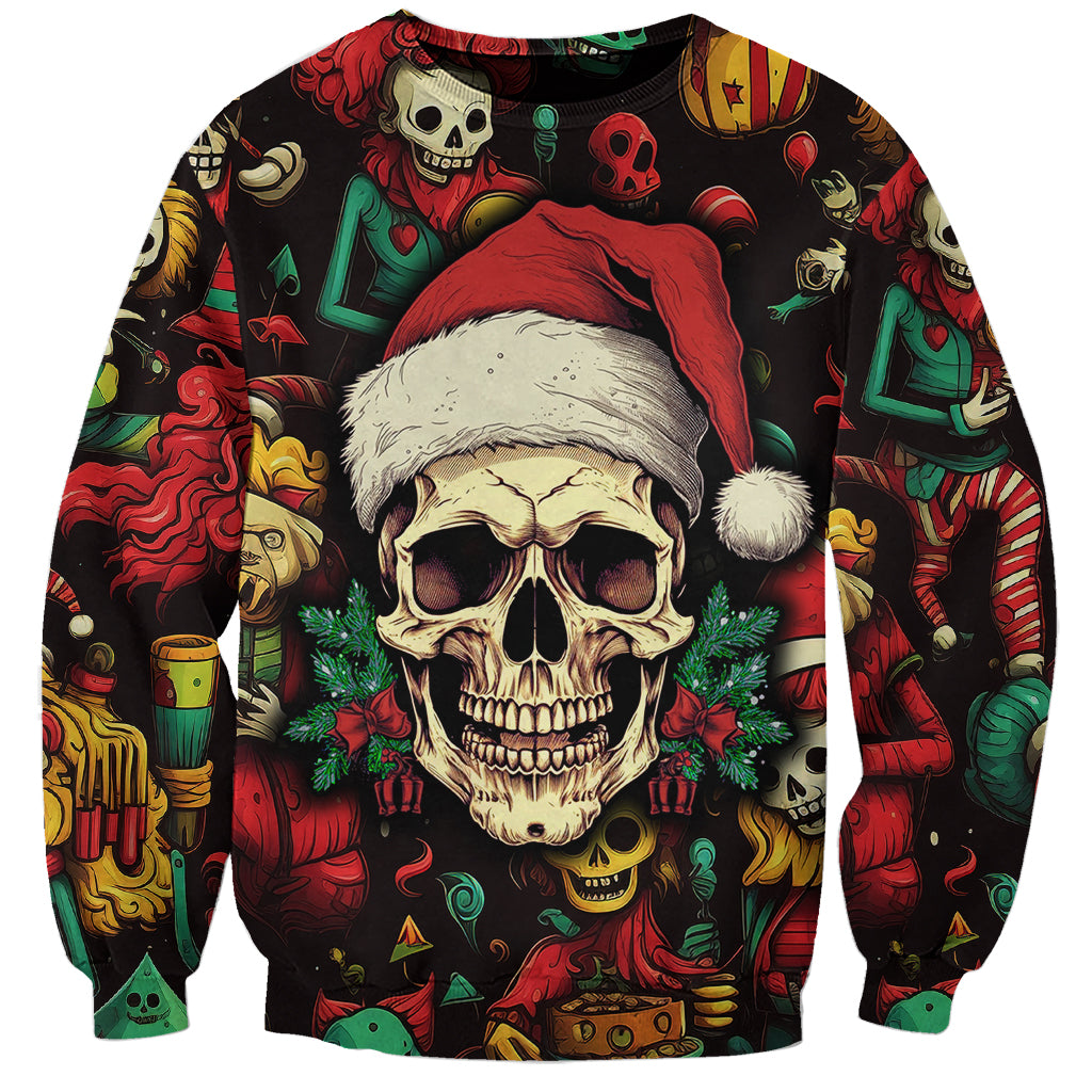 Skull Christmas Sweatshirt When You're Dead Inside But It's Christmas - Wonder Print Shop