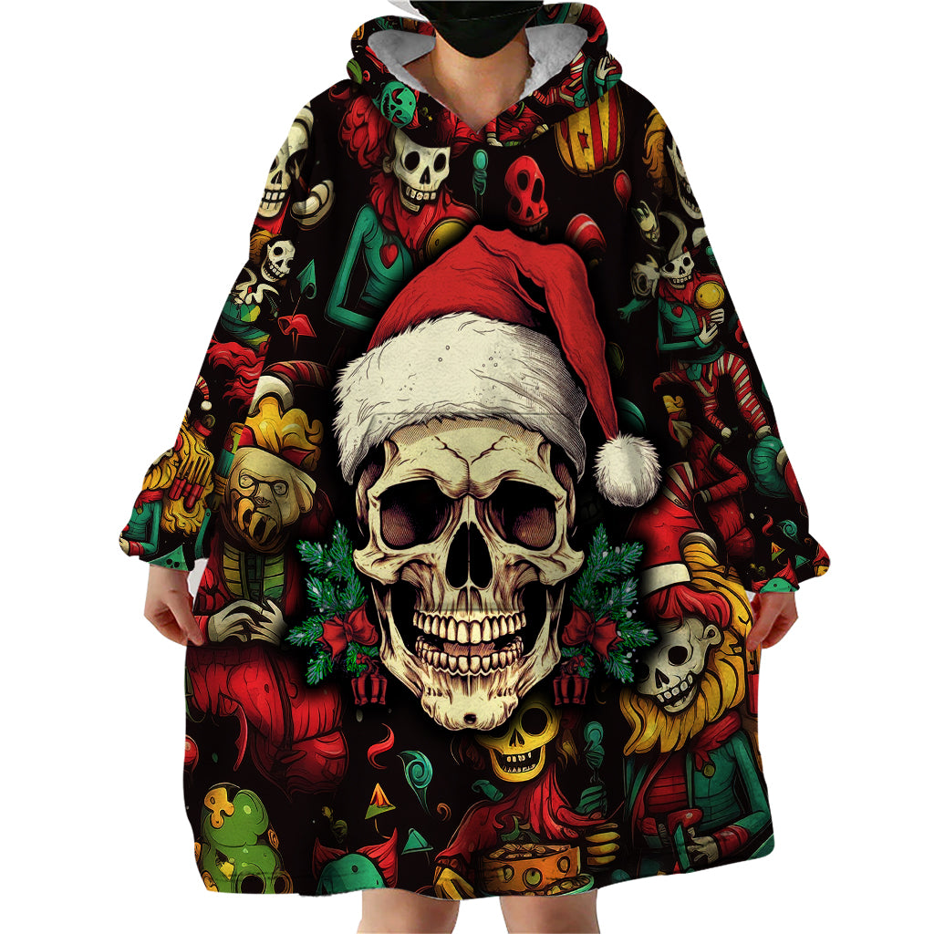 Skull Christmas Wearable Blanket Hoodie When You're Dead Inside But It's Christmas - Wonder Print Shop