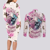 Women Skull Couples Matching Long Sleeve Bodycon Dress and Long Sleeve Button Shirts Some Time An Angel Hellraiser Always A Strong Women - Wonder Print Shop