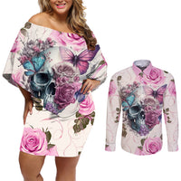 Women Skull Couples Matching Off Shoulder Short Dress and Long Sleeve Button Shirts Some Time An Angel Hellraiser Always A Strong Women - Wonder Print Shop