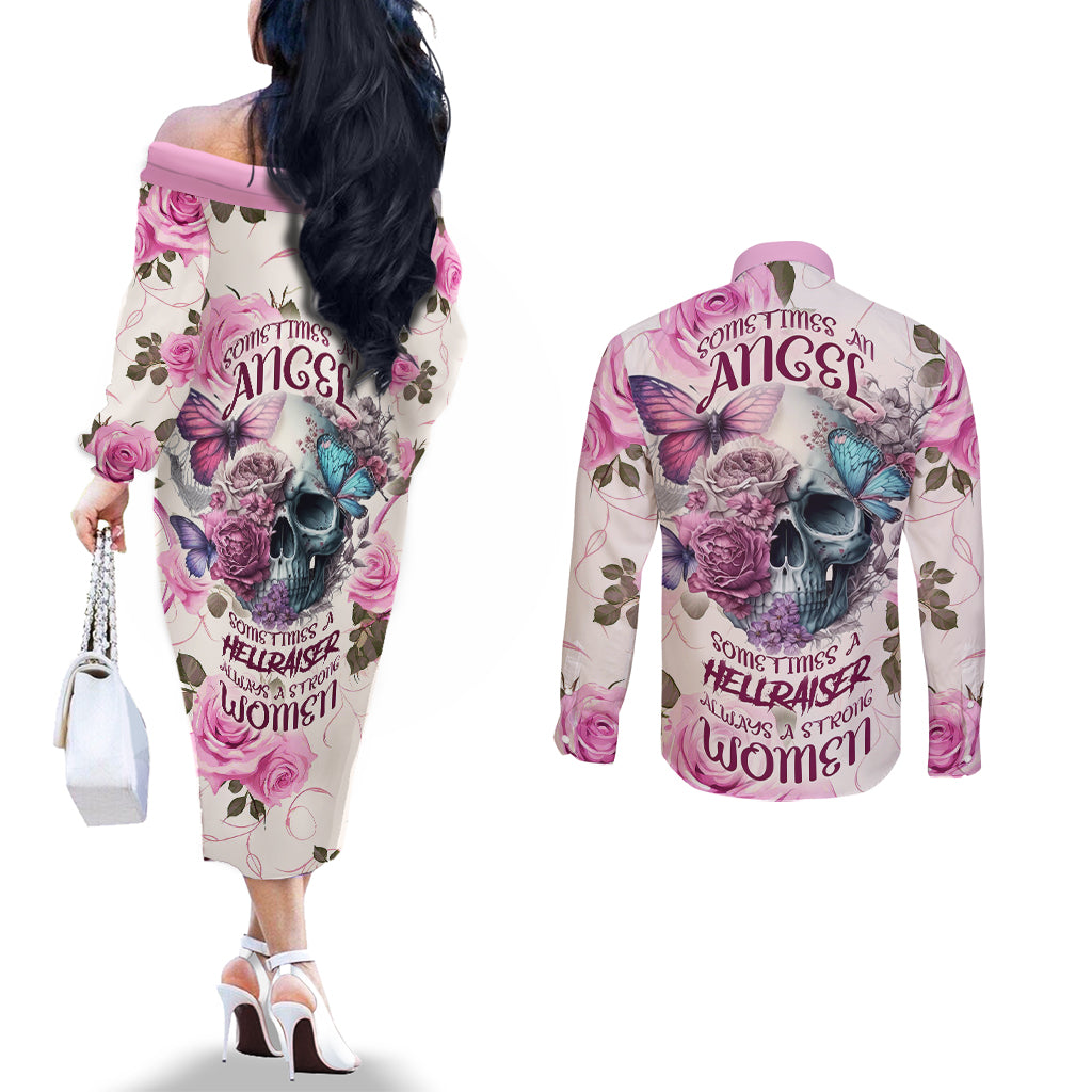 women-skull-couples-matching-off-the-shoulder-long-sleeve-dress-and-long-sleeve-button-shirts-some-time-an-angel-hellraiser-always-a-strong-women