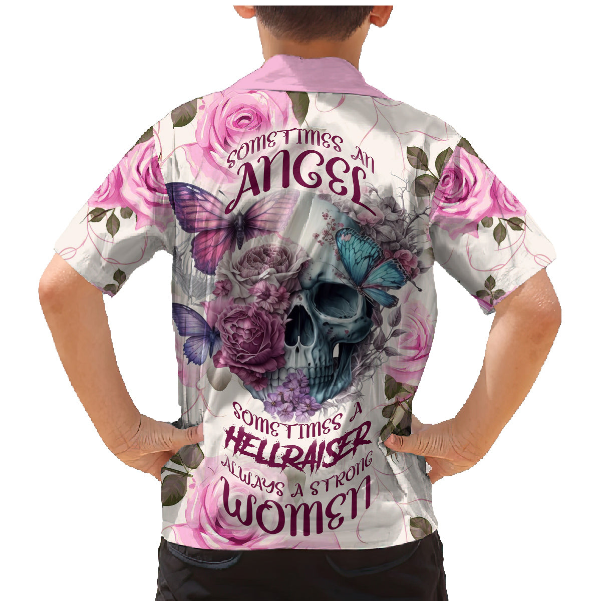 Women Skull Family Matching Mermaid Dress and Hawaiian Shirt Some Time An Angel Hellraiser Always A Strong Women - Wonder Print Shop