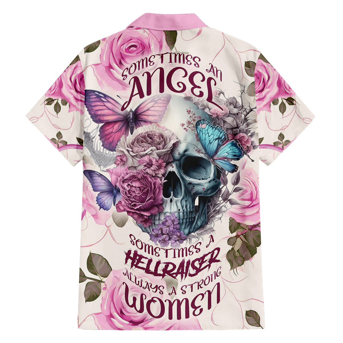 Women Skull Family Matching Off Shoulder Long Sleeve Dress and Hawaiian Shirt Some Time An Angel Hellraiser Always A Strong Women - Wonder Print Shop