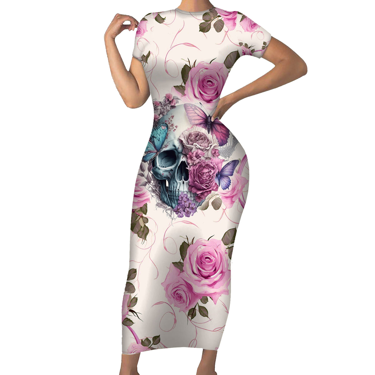 Women Skull Family Matching Short Sleeve Bodycon Dress and Hawaiian Shirt Some Time An Angel Hellraiser Always A Strong Women - Wonder Print Shop